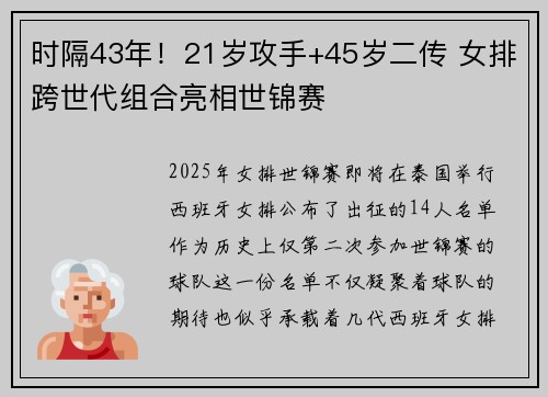 时隔43年！21岁攻手+45岁二传 女排跨世代组合亮相世锦赛